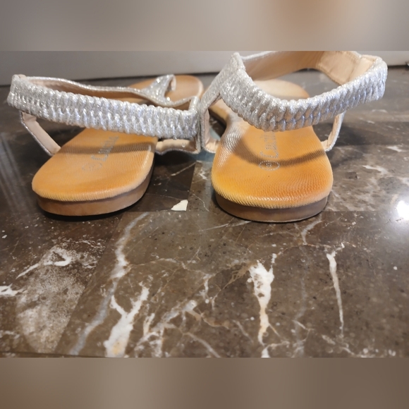 Lucita Silver Jeweled T-Strap Sandals for Women - Picture 4 of 7